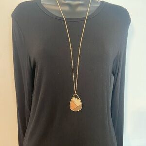 Maurices Gold and Tan Geometric Pendant Necklace